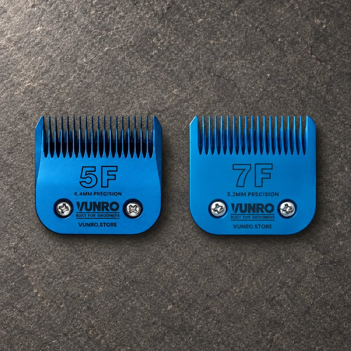 Blue Steel A5 Everyday Duo — One #5F (6.4 mm) and one #7F (3.2 mm) Blue Steel A5 blade.